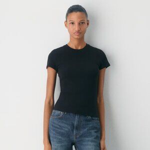 Aritzia HomeStretch™ Rib Crew T-Shirt (Black, size M)